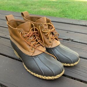 LL Bean Bean Boots unlined KM leather duck